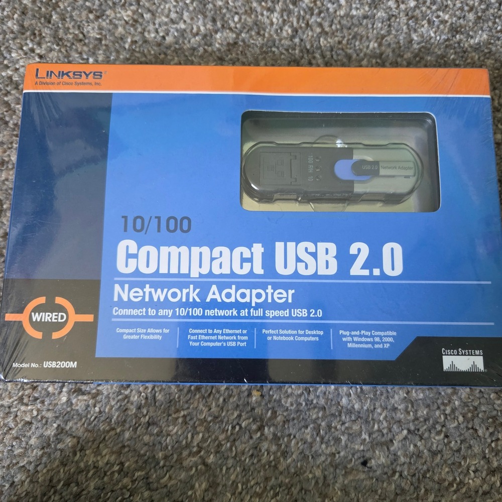 Linksys USB200M Compact USB 2.0 10/100 Wired Network Adapter Ethernet Dongle